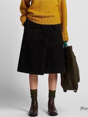 Uniqlo JW Women Corduroy Wrap Skirt 422148, olive green, Size S / 26"